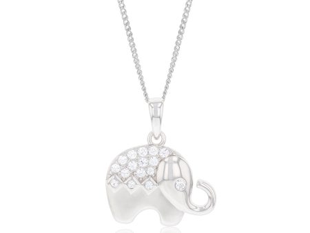 Sterling Silver Cubic Zirconia On Elephant Charm Pendant on Sale