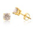 14ct Yellow Gold 1.2 Carat Champagne Australian Diamond Studs with Screwback Online Sale