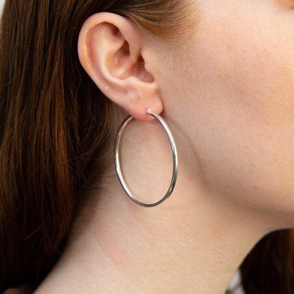 Sterling Silver Plain 50mm Hoop Earrings Supply