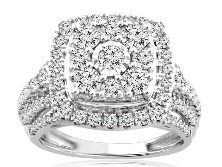 10ct White Gold 2 Carat Diamond Dress Ring For Cheap