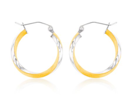 9ct Two Tone Gold Silverfilled Twist Hoop Earrings Online now