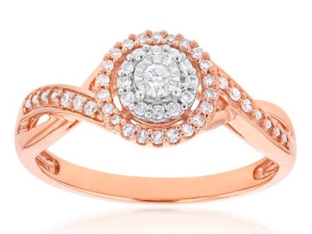 10ct Rose Gold 15PT Diamond Ring with Natural Enhanced Pink Sapphire Accent Discount