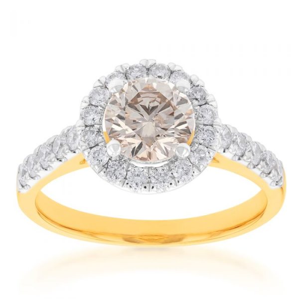 18ct Yellow Gold 1.50 Carat Diamond Ring With 1 Carat Australian Diamond Fashion