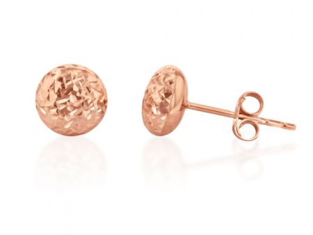 9ct Rose Gold Diamond Cut 7mm Stud Earrings Hot on Sale