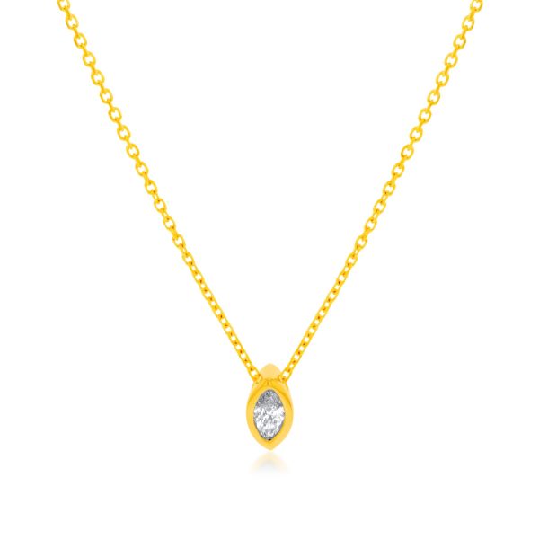 14ct Yellow Gold 1 10 Carat Diamond Pendant On 45cm Chain Online now