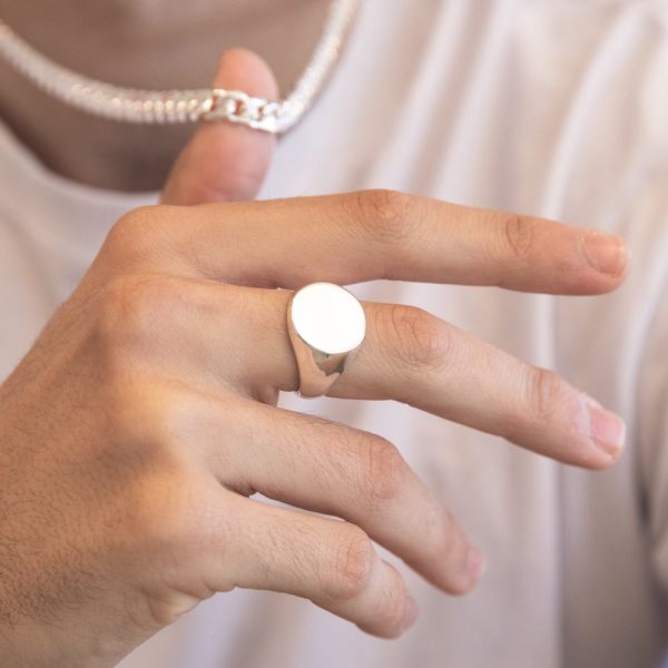 Sterling Silver Plain Round Gents Ring Online now