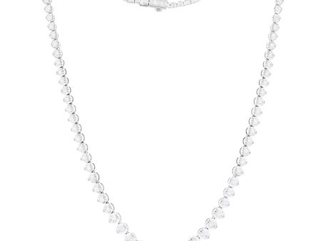 14ct White Gold 10 Carat Diamond Necklace with 111 Brilliant Diamonds 43cm length on Sale