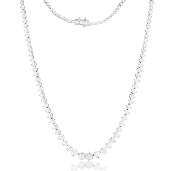 14ct White Gold 10 Carat Diamond Necklace with 111 Brilliant Diamonds 43cm length on Sale