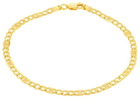 9ct Yellow Gold Silverfilled 1:3 Curb +Anch 80 Gauge 19cm Bracelet Online Sale