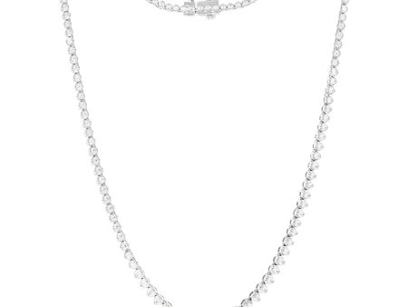 14ct White Gold 5 Carat Diamond Necklace with 139 Brilliant Diamonds 43cm For Sale