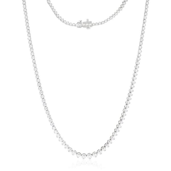 14ct White Gold 5 Carat Diamond Necklace with 139 Brilliant Diamonds 43cm For Sale