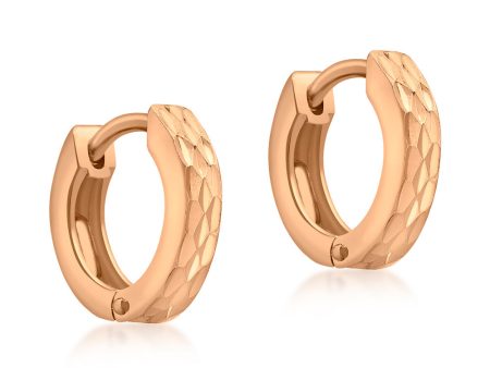 9ct Rose Gold Pyramid Creole Earrings Online Sale