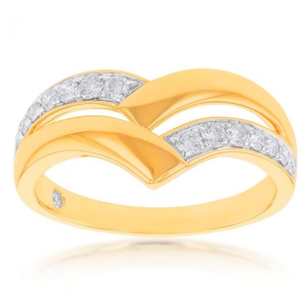 Flawless 1 4 Carat Diamond Chevron Dress Ring in 9ct Yellow Gold Online Sale