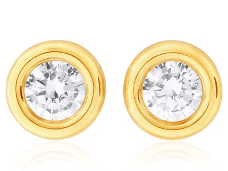 9ct Yellow Gold 5mm Bezel Zirconia Studs Online Hot Sale