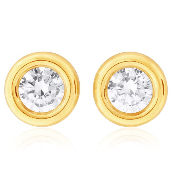 9ct Yellow Gold 5mm Bezel Zirconia Studs Online Hot Sale