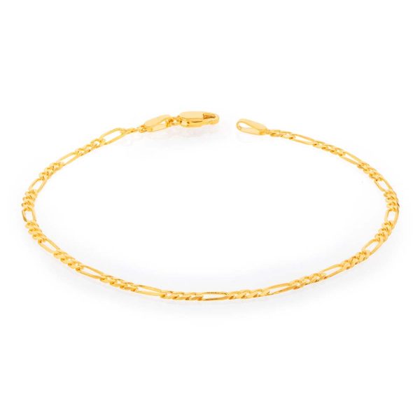 9ct Yellow Solid Gold 60 Gauge Figaro 19cm Bracelet Supply