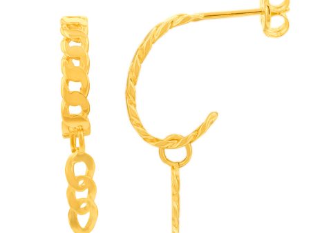 9ct Yellow Gold Chain Links Drop Earrings Hot on Sale