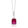 Sterling Silver Rhodium Plated Created Ruby And Cubic Zirconia Pendant on Sale