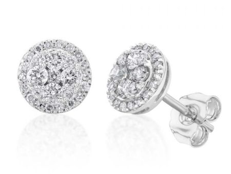 9ct Alluring White Gold 1 2 Carat Diamond Stud Earrings Fashion