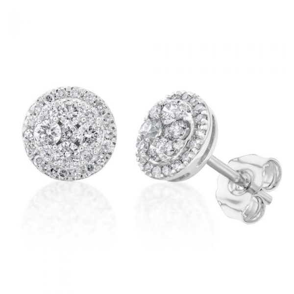 9ct Alluring White Gold 1 2 Carat Diamond Stud Earrings Fashion