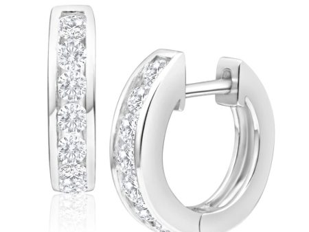 Sterling Silver Zirconia Huggies Hoop Earrings on Sale