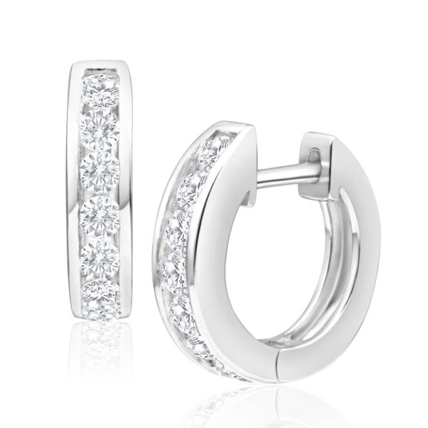 Sterling Silver Zirconia Huggies Hoop Earrings on Sale