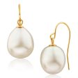 Arizona  9ct Yellow Gold White Freshwater Pearl Drop Earrings For Cheap