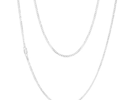 9ct White Gold 50 Gauge Tight Curb 51cm Chain Discount