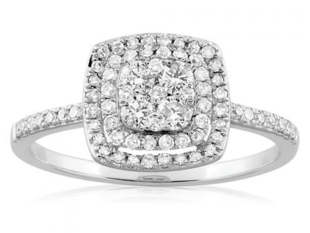 9ct White Gold 1 2 Carat Diamond Ring With 73 Brilliant Cut Diamonds Online Sale