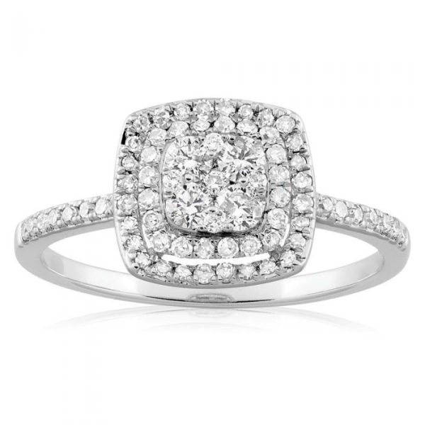 9ct White Gold 1 2 Carat Diamond Ring With 73 Brilliant Cut Diamonds Online Sale