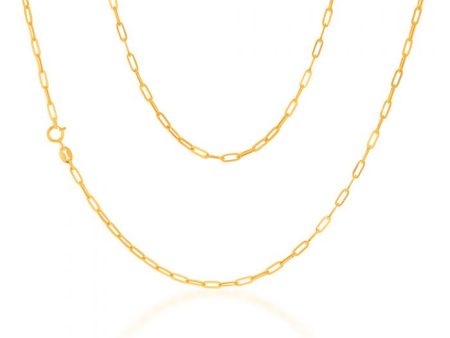 9ct Yellow Gold Small Paperclip 45cm Chain For Sale