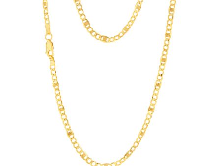 9ct Yellow Gold Silverfilled 1:3 Curb+Anch 80 Gauge 50cm Chain Fashion