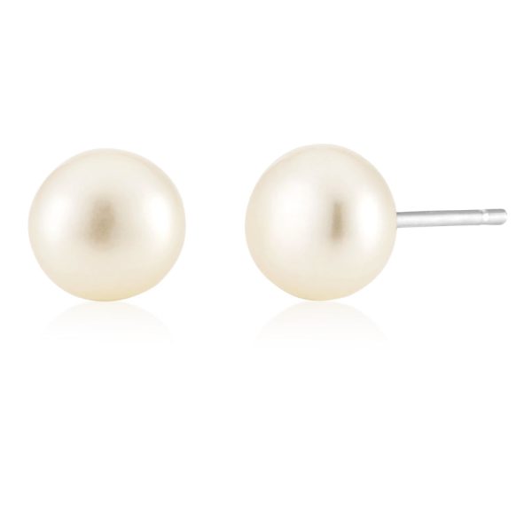 White 6mm Freshwater Pearl Stud Earrings Discount