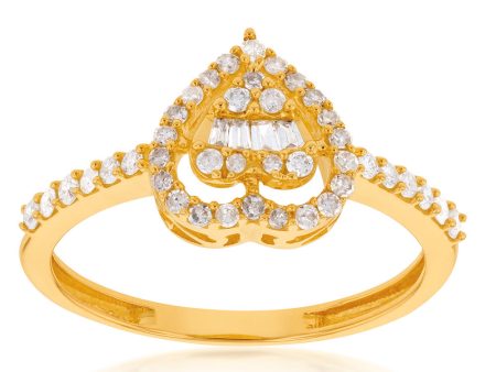 14ct Yellow Gold 1 3 Carat Diamond Heart Ring Sale