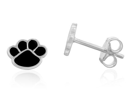 Sterling Silver Black Bear Paw Stud Earrings Fashion