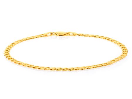 9ct Yellow Solid Gold Curb Bevelled Flat 100 Gauge 21cm Bracelet Supply