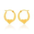 9ct Yellow Gold Diamond Cut Heart On Hoop Earrings Sale