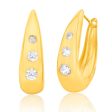 9ct Yellow Gold Silverfilled CZ On Hinged Hoop Earrings Cheap