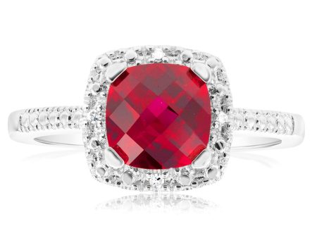 Created Ruby Ring with Diamonds in Sterling Silver Online now