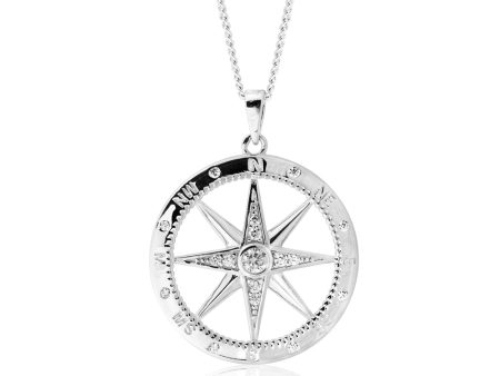 Sterling Silver Zirconia Compass Pendant For Cheap