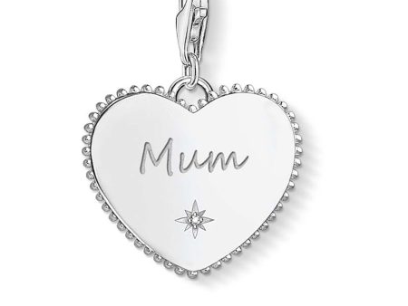 Sterling Silver Thomas Sabo Charm Club Engravable Mum Heart For Sale