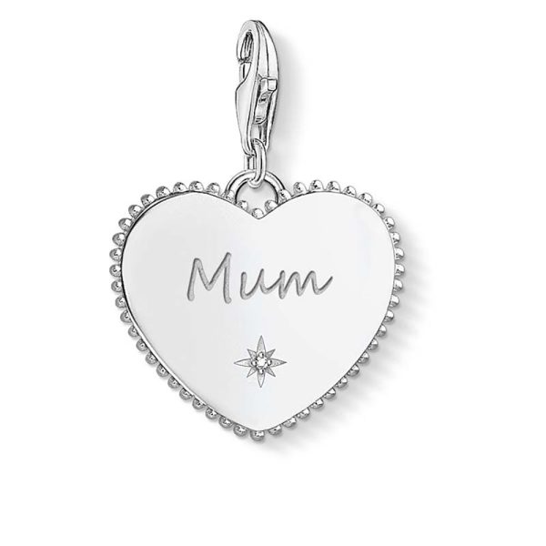 Sterling Silver Thomas Sabo Charm Club Engravable Mum Heart For Sale