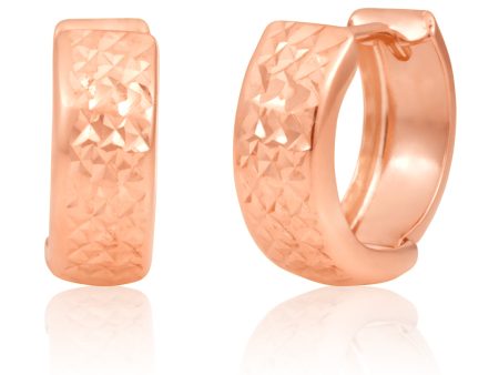 9ct Rose Gold 10mm Huggie Earrings For Sale