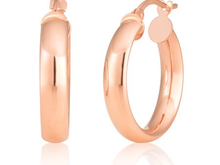 9ct Rose Gold Plain 15mm Hoops Earrings Cheap