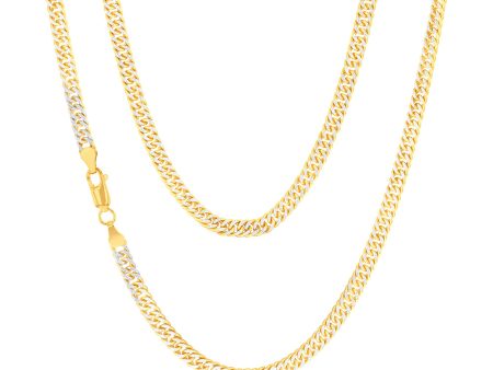 9ct Silverfilled Yellow And White Gold Double Curb 50cm Chain For Cheap