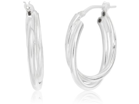 Sterling Silver Twisted Double Oval Hoop Earrings For Cheap