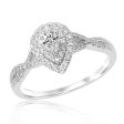 18ct White Gold 1 2 Carat Pear Diamond Double Halo Split Shank Ring on Sale