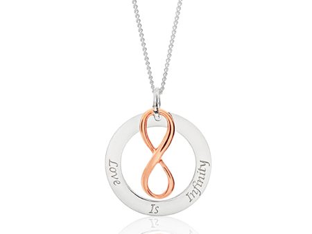 Sterling Silver Rose Gold Plated Love Is Infinity Pendant With 40 + 5cm Chain Hot on Sale