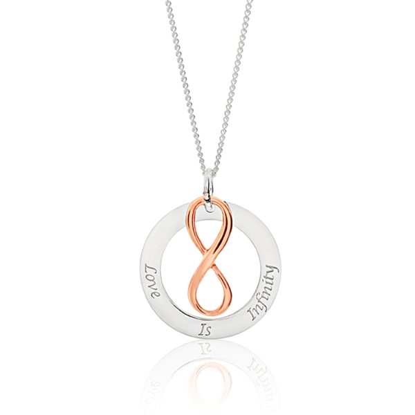 Sterling Silver Rose Gold Plated Love Is Infinity Pendant With 40 + 5cm Chain Hot on Sale