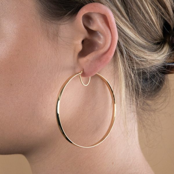 9ct Silverfilled Yellow Gold Plain 60mm Hoop Earrings Hot on Sale